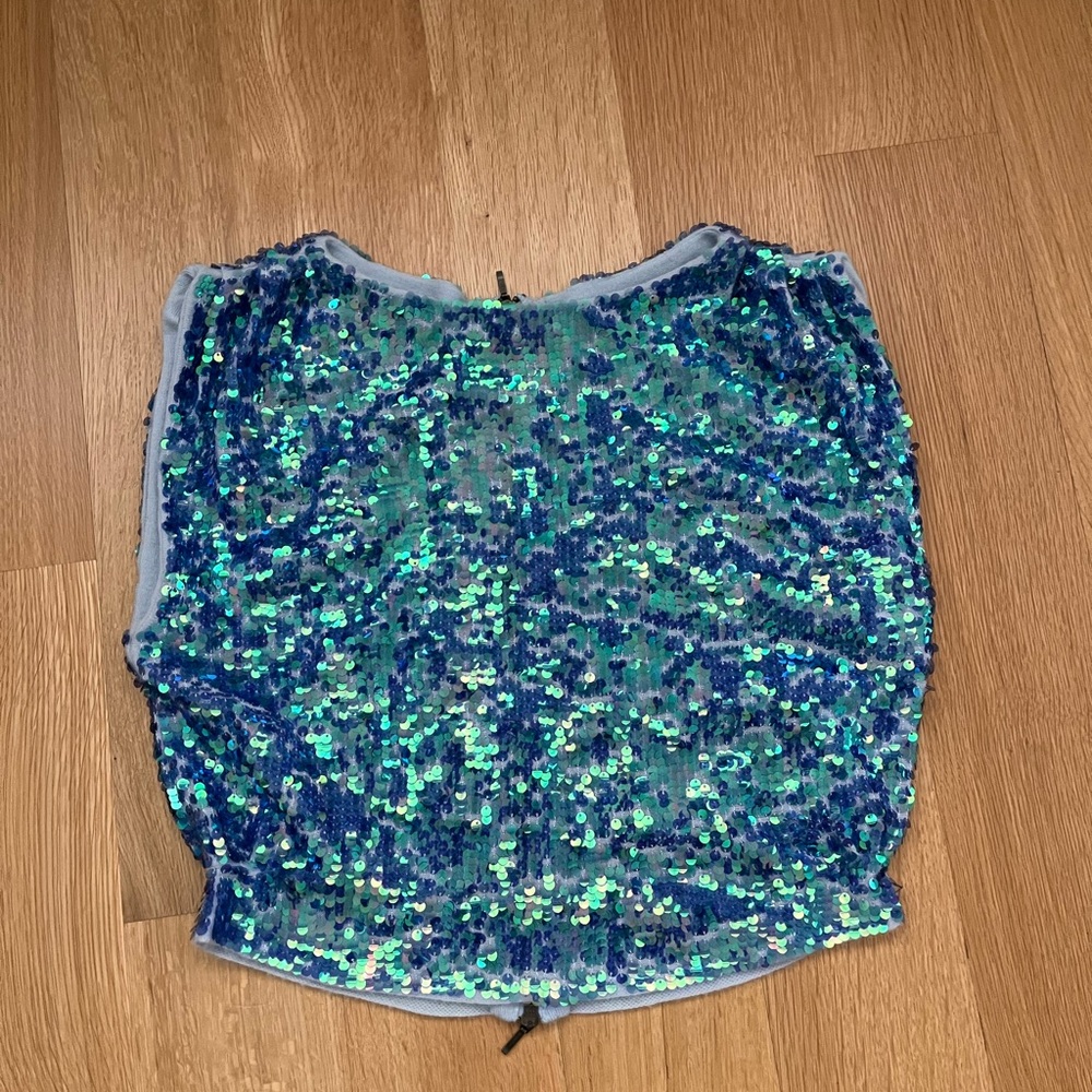 Anthropologie Pilcro Blue Sequin Muscle Cashmere Sweater Vest Size S NWOT